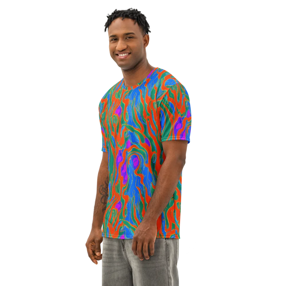 Childish Strokes on Men's Cotton Crew Neck T-Shirt — Left Front
