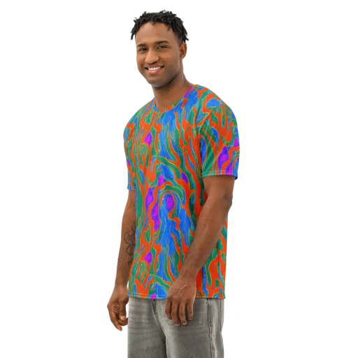 Childish Strokes on a Men's Cotton Crew Neck T-Shirt