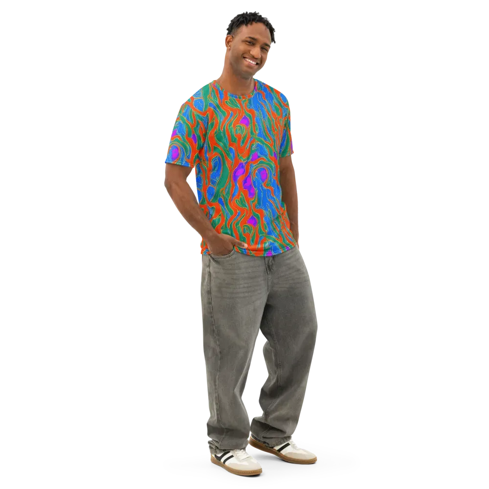 Childish Strokes on Men's Cotton Crew Neck T-Shirt — Right Front