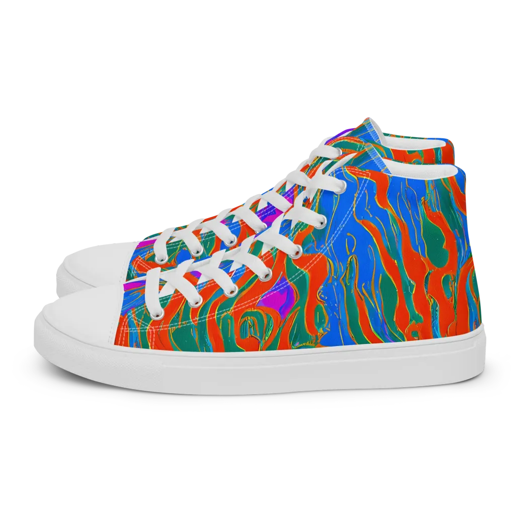 Childish Strokes on Men's High Top Canvas Shoes — Left