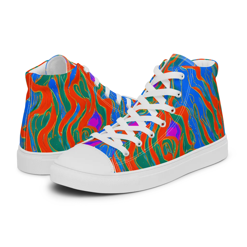 Childish Strokes on Men's High Top Canvas Shoes — Left