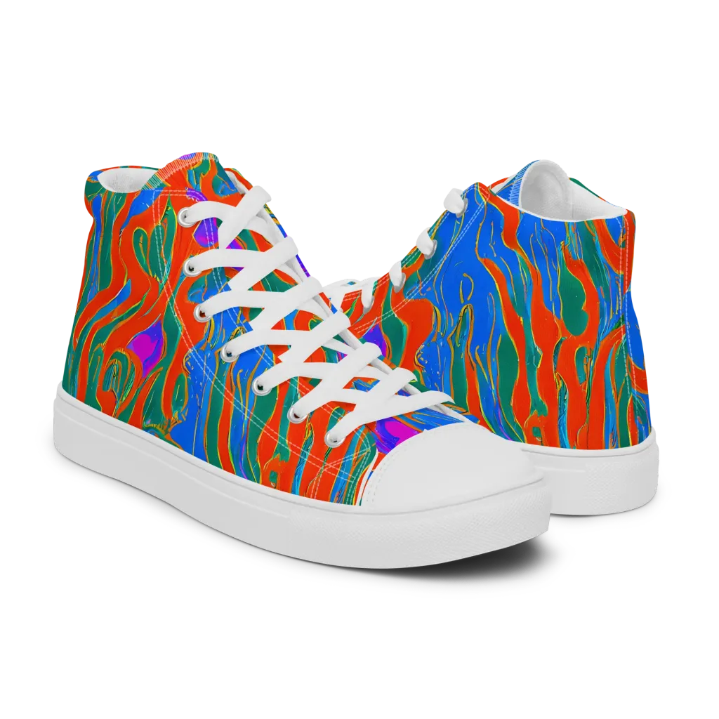 Childish Strokes on Men's High Top Canvas Shoes — Right