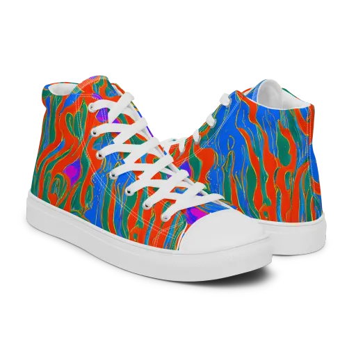 Childish Strokes on a Men's High Top Canvas Shoes