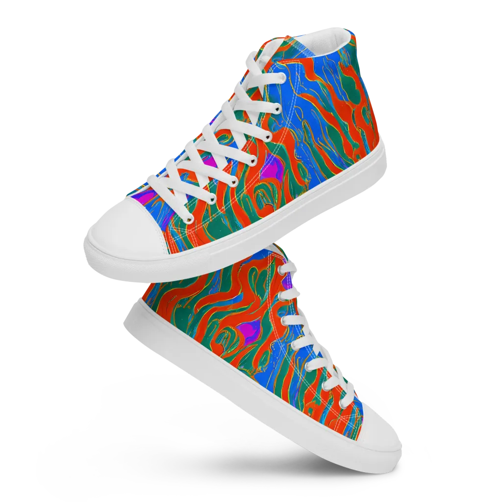 Childish Strokes on Men's High Top Canvas Shoes — Front