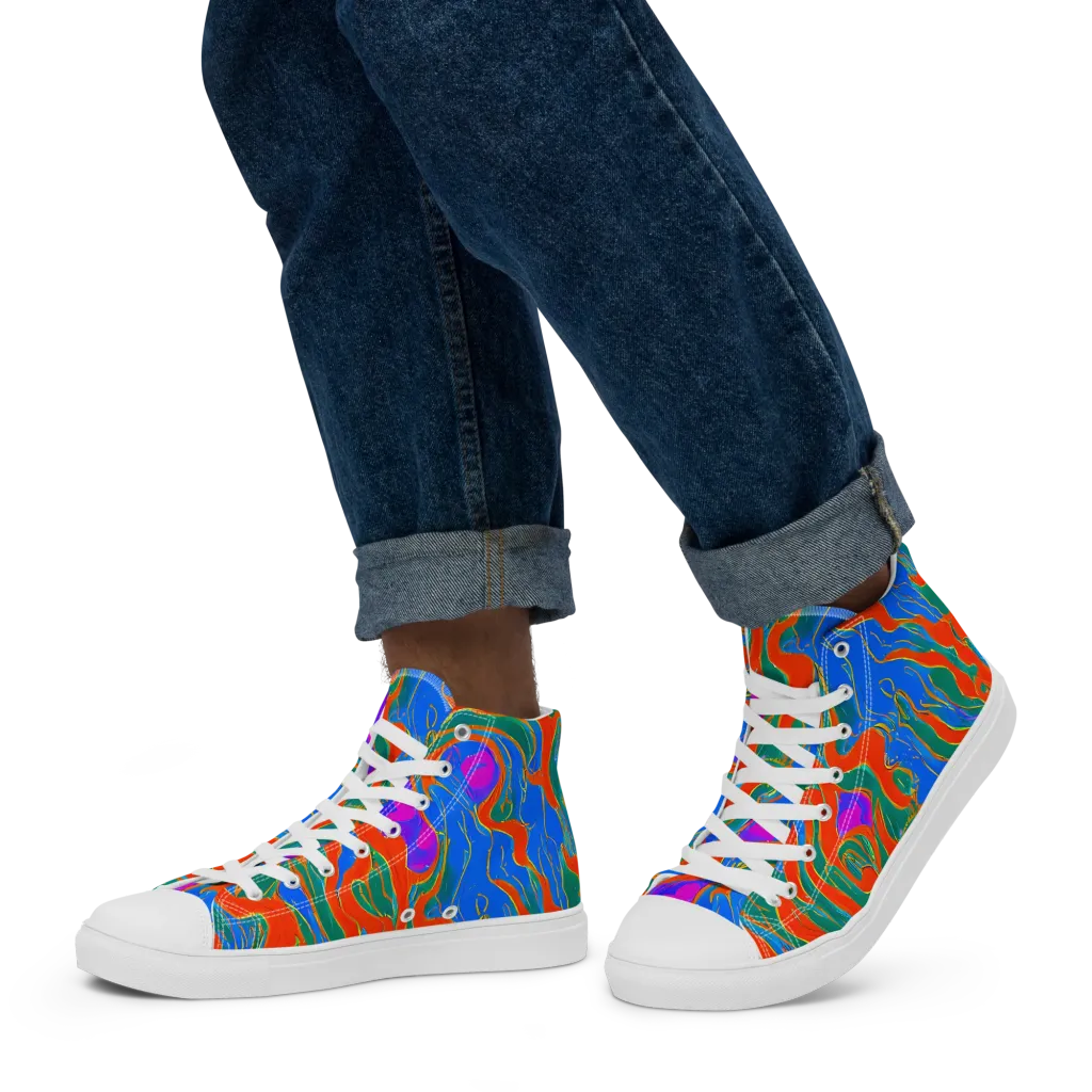 Childish Strokes on Men's High Top Canvas Shoes — Left