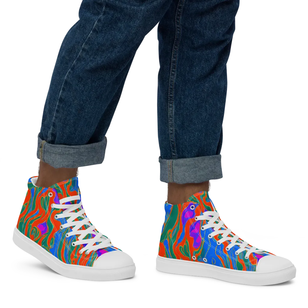 Childish Strokes on Men's High Top Canvas Shoes — Right