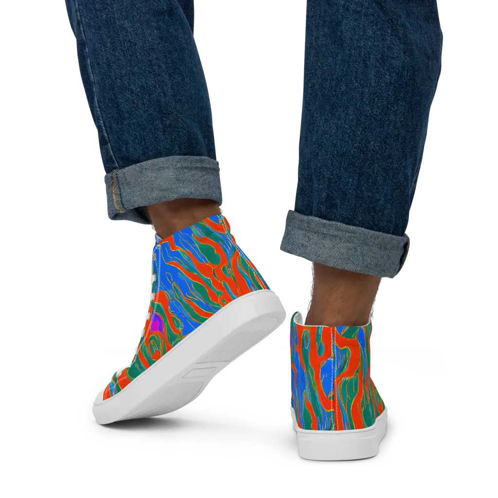 Childish Strokes on Men's High Top Canvas Shoes — Back