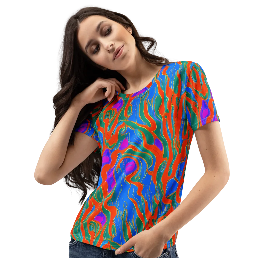 Childish Strokes on Women's Crew Neck T-Shirt — Left Front