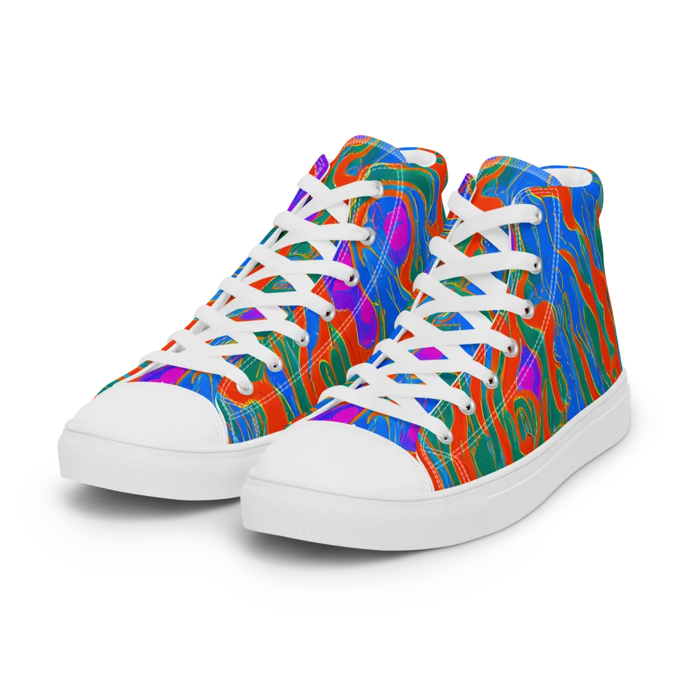 Childish Strokes on Women's High Top Canvas Shoes — Left Front