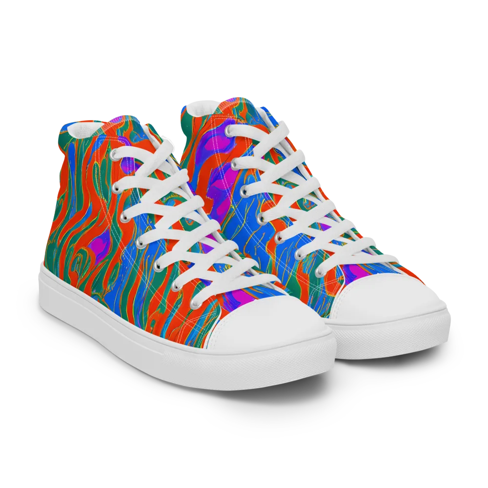 Childish Strokes on Women's High Top Canvas Shoes — Right Front