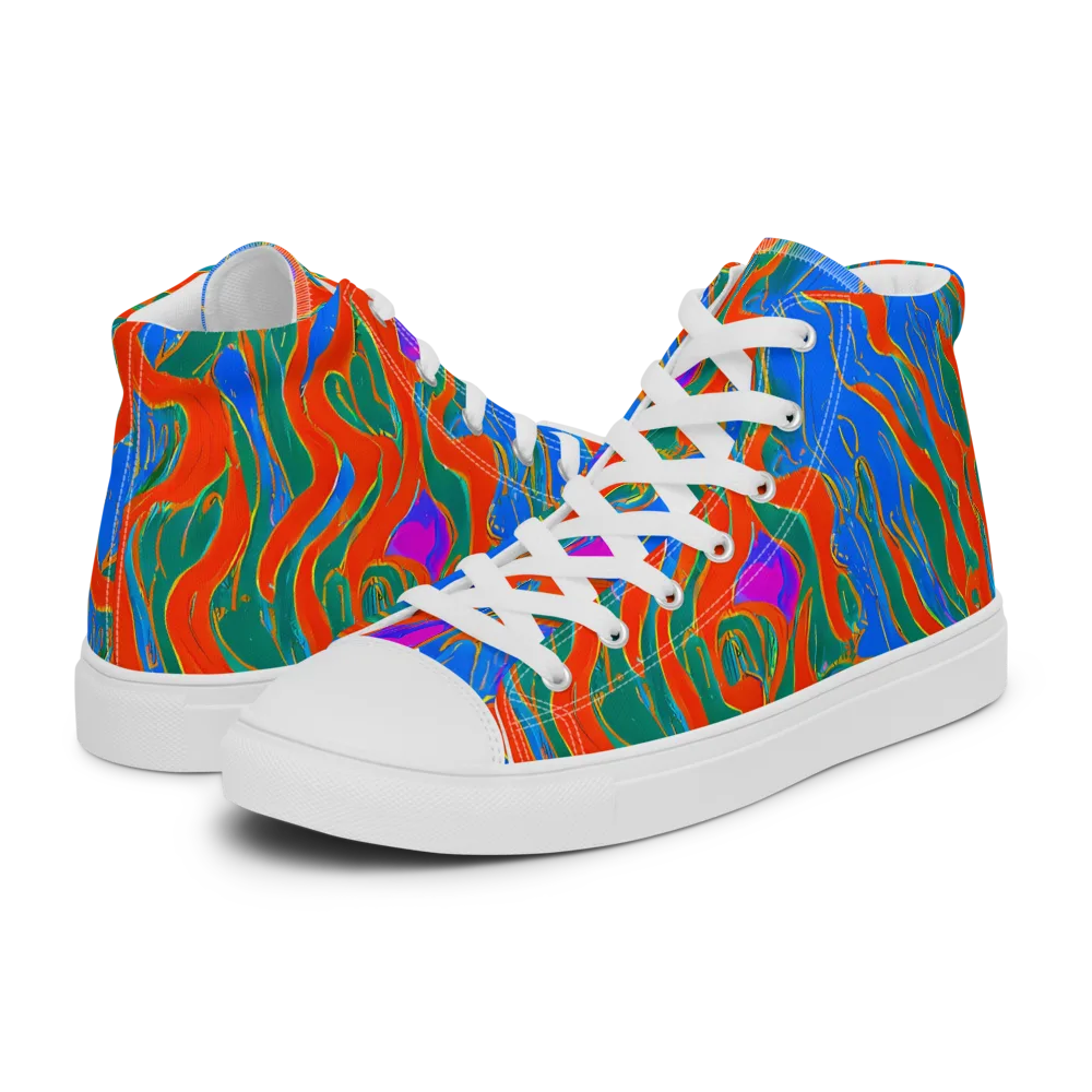 Childish Strokes on Women's High Top Canvas Shoes — Left