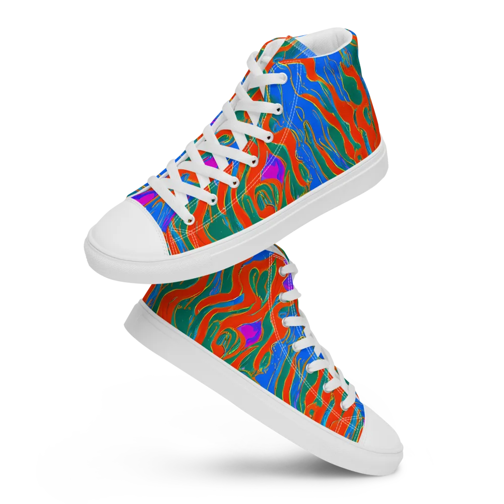 Childish Strokes on Women's High Top Canvas Shoes — Front
