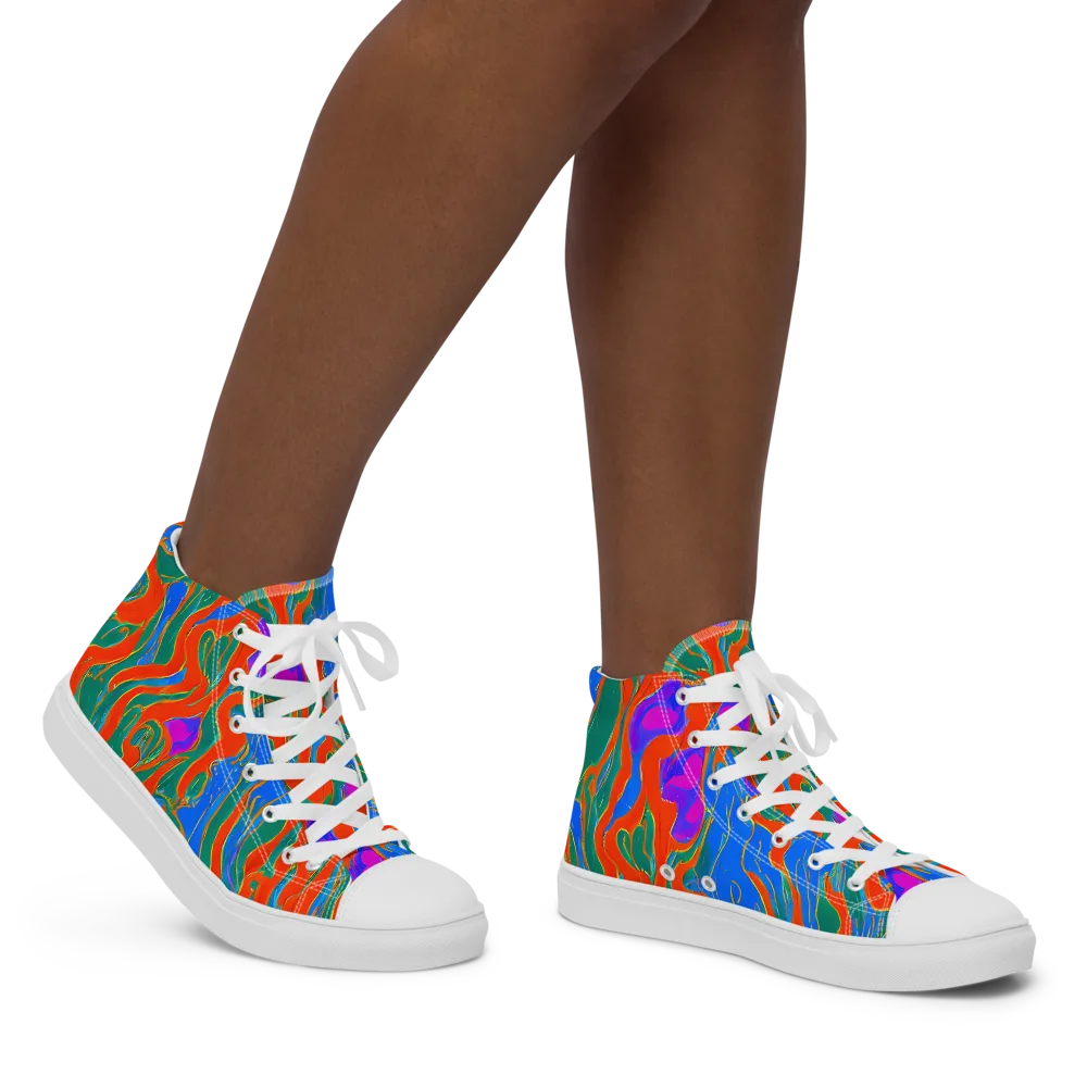 Childish Strokes on Women's High Top Canvas Shoes — Right