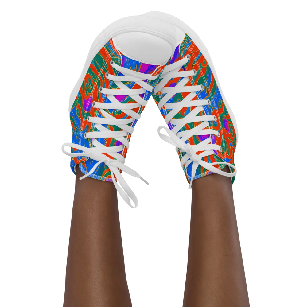 Childish Strokes on Women's High Top Canvas Shoes — Front