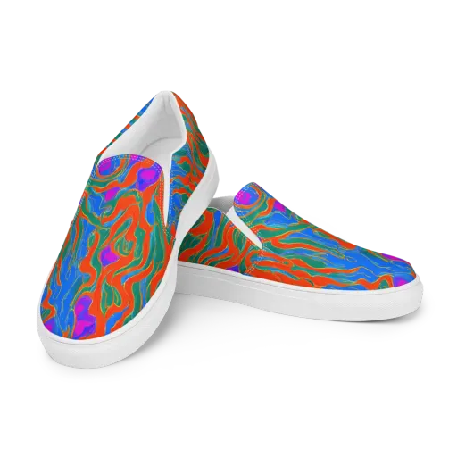 Childish Strokes on a Men's Slip-On Canvas Shoes