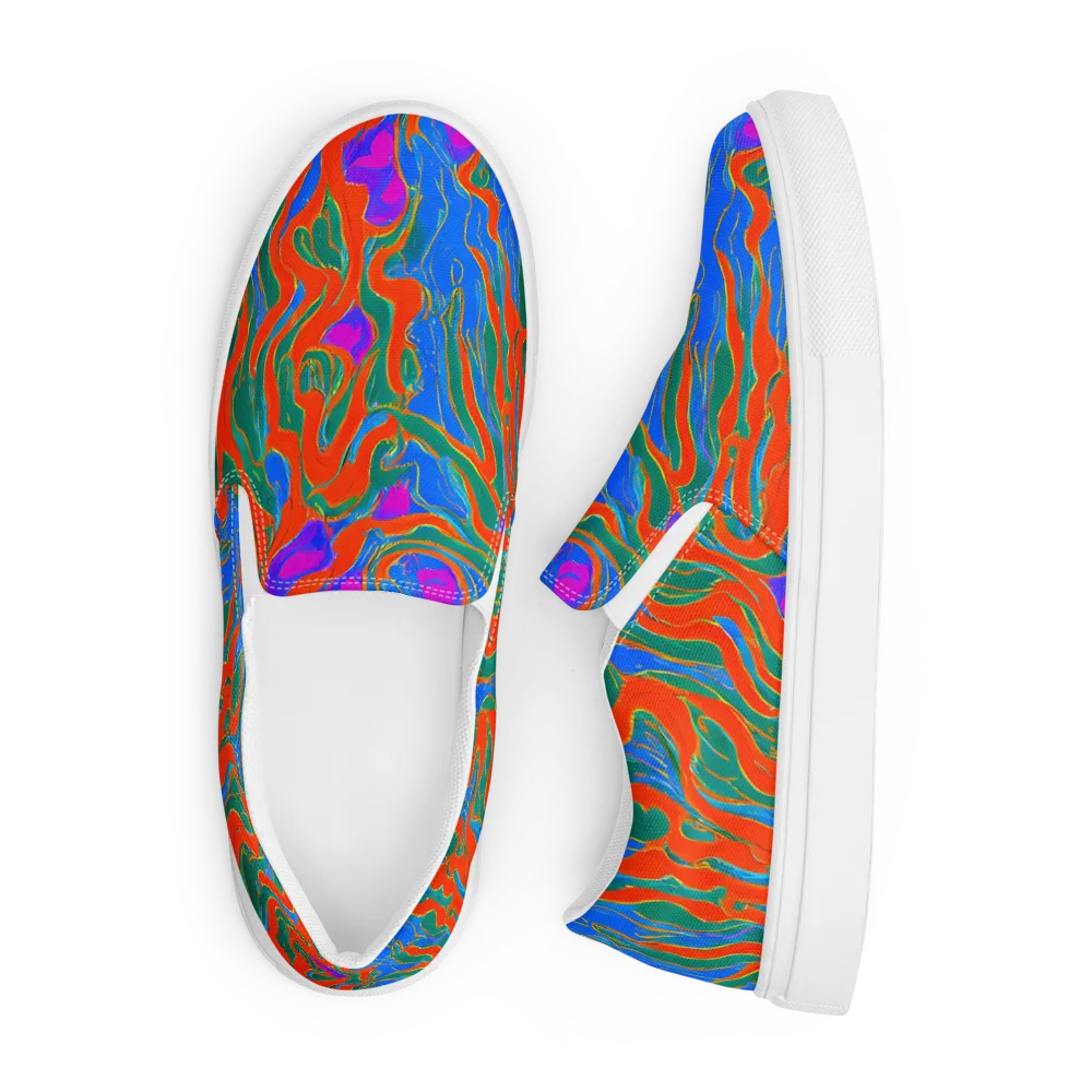 Childish Strokes on Men's Slip-On Canvas Shoes — Front