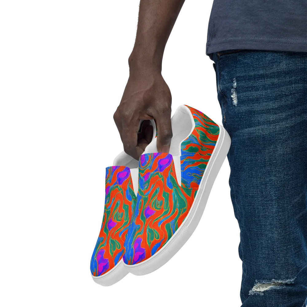 Childish Strokes on Men's Slip-On Canvas Shoes — Left Front