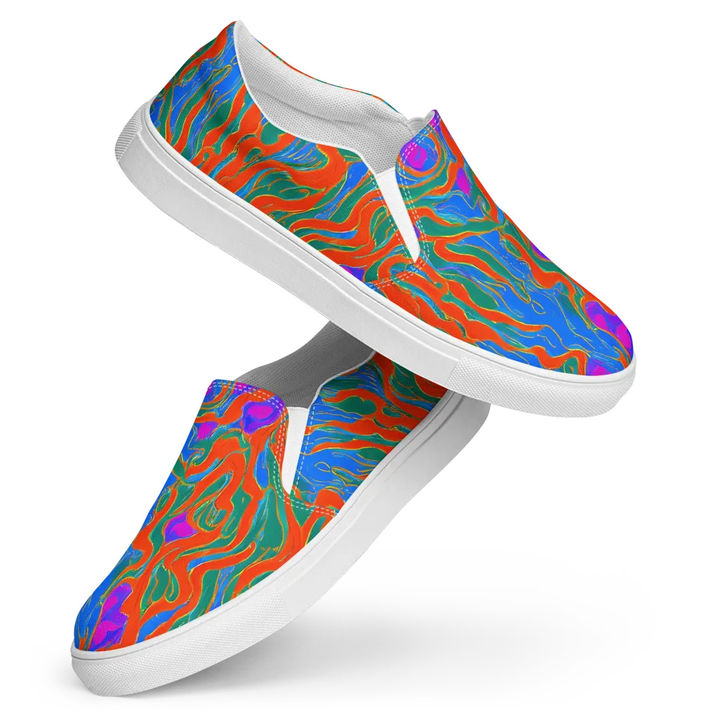 Childish Strokes on Women's Slip-On Canvas Shoes — Front