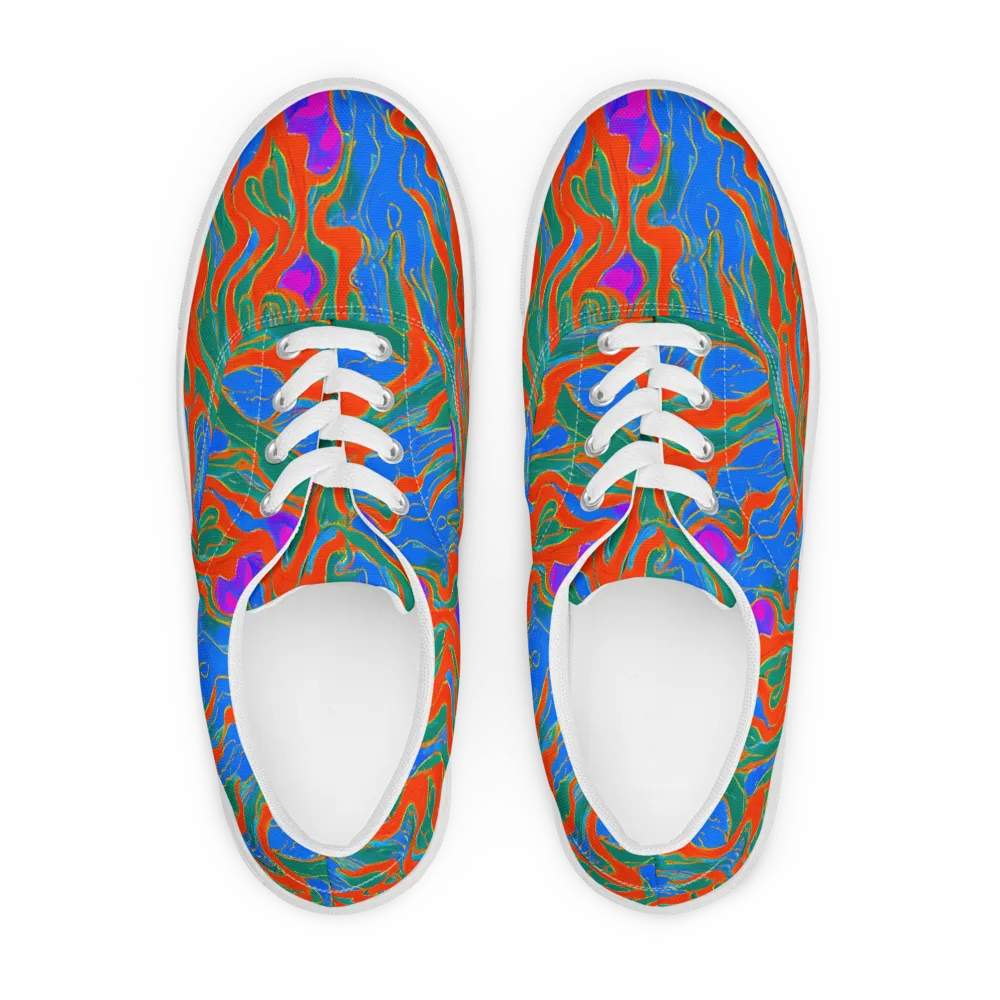 Childish Strokes on Men's Lace-Up Canvas Shoes — Front