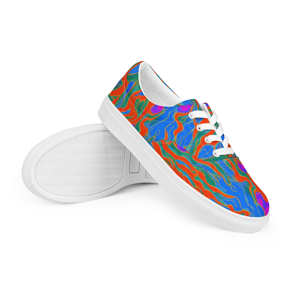 Childish Strokes on Men's Lace-Up Canvas Shoes — Right Front