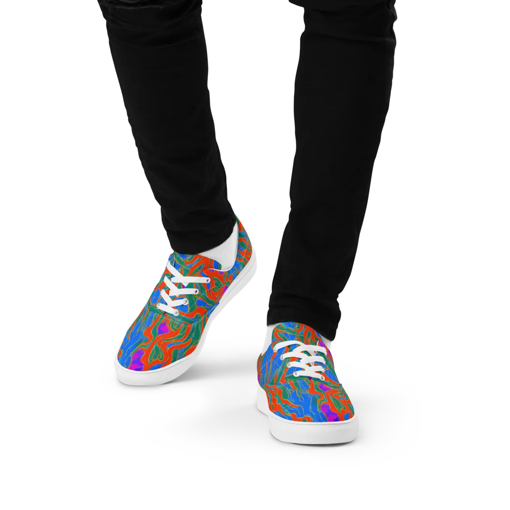 Childish Strokes on Men's Lace-Up Canvas Shoes — Front
