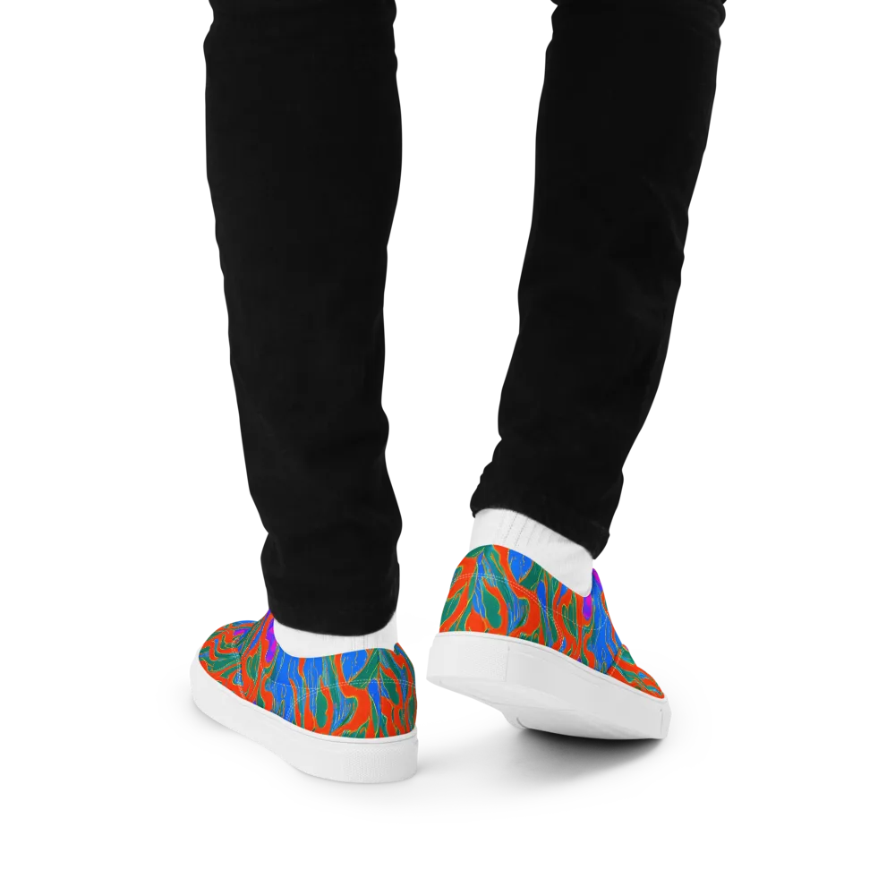 Childish Strokes on Men's Lace-Up Canvas Shoes — Back