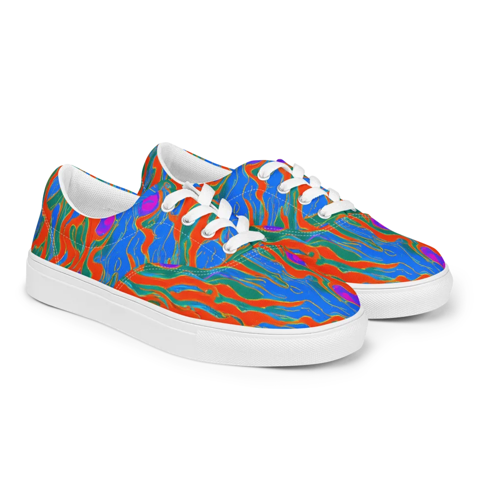 Childish Strokes on Men's Lace-Up Canvas Shoes — Right Front