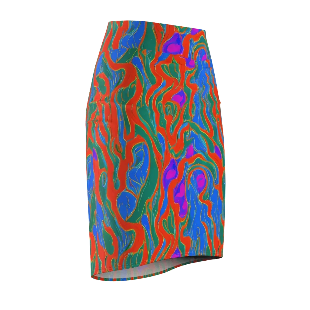 Childish Strokes on Pencil Skirt — Front Side