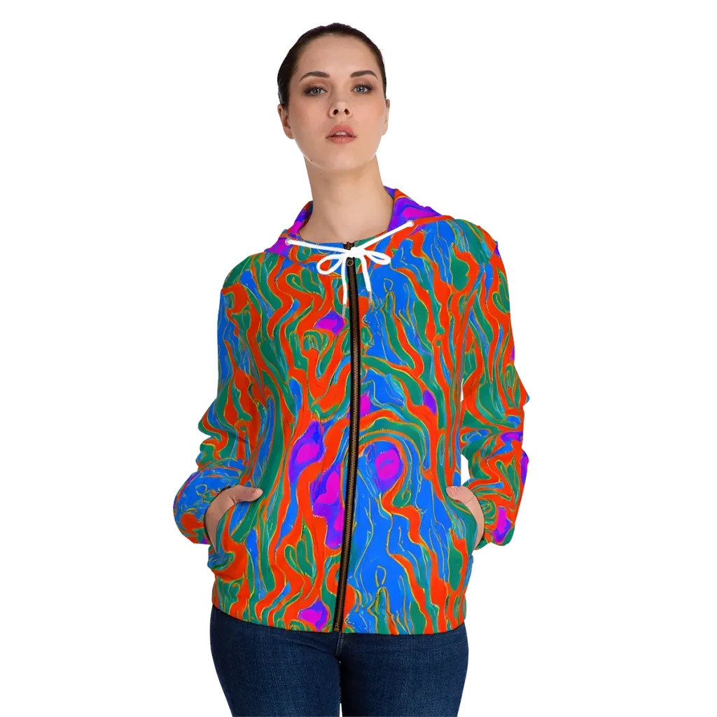 Childish Strokes on Women's Full-Zip Hoodie — Front On Person