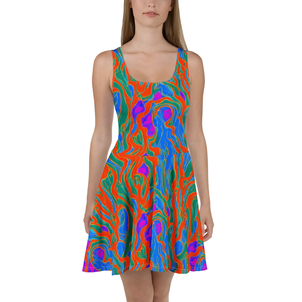 Childish Strokes on Skater Dress — Front