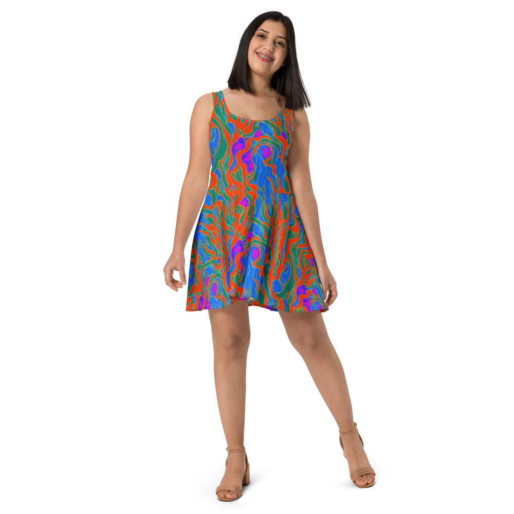 Childish Strokes on Skater Dress — Front