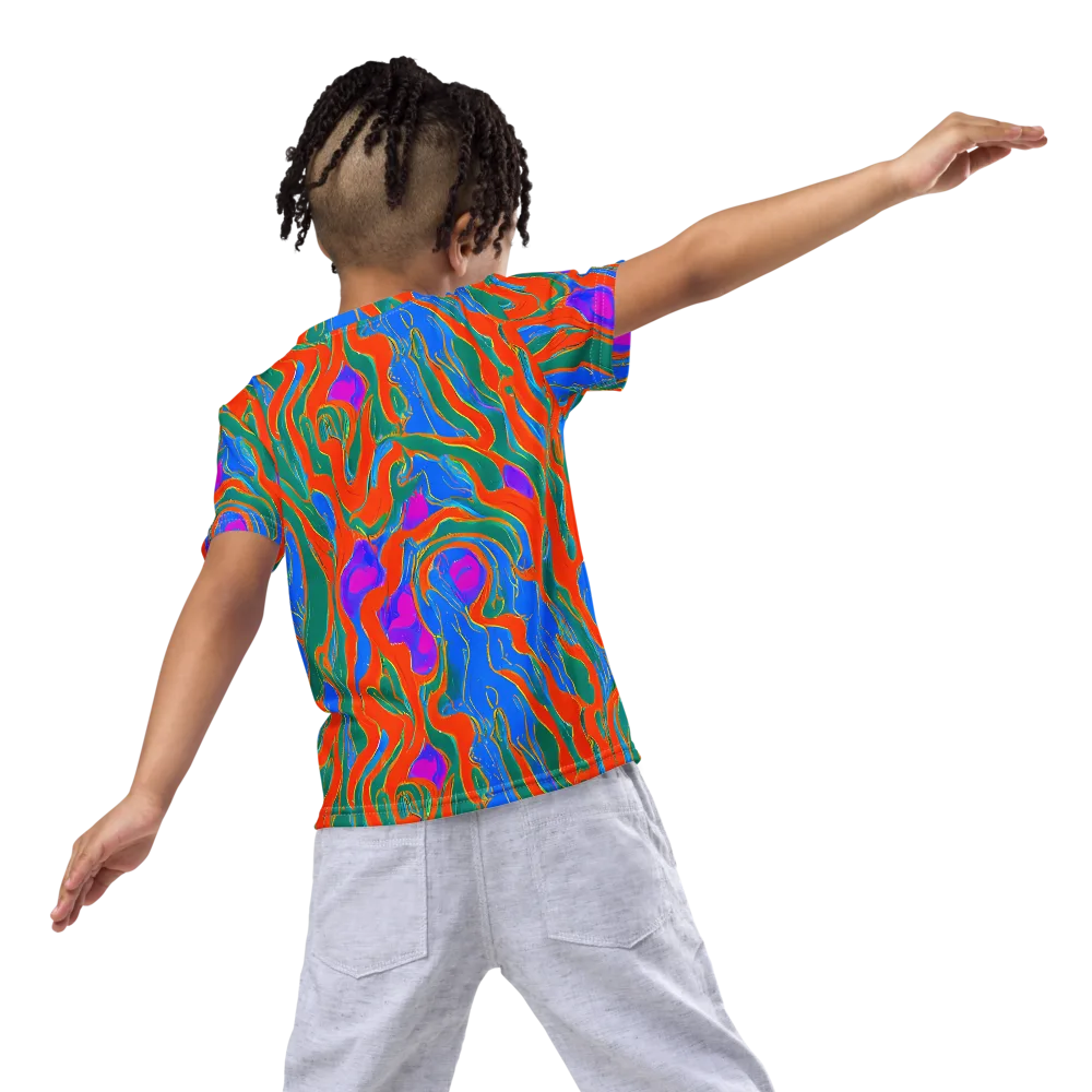 Childish Strokes on Kids Crew Neck T-Shirt — Back