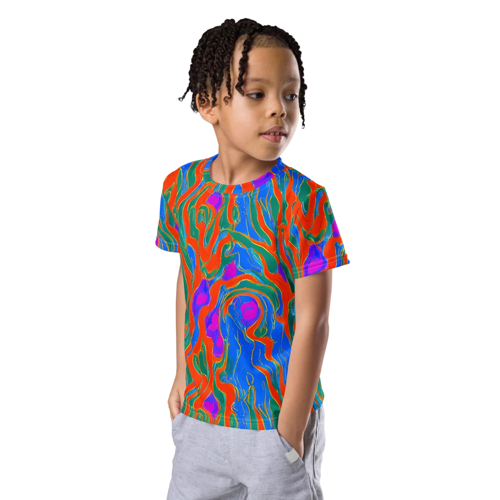 Childish Strokes on Kids Crew Neck T-Shirt — Left Front