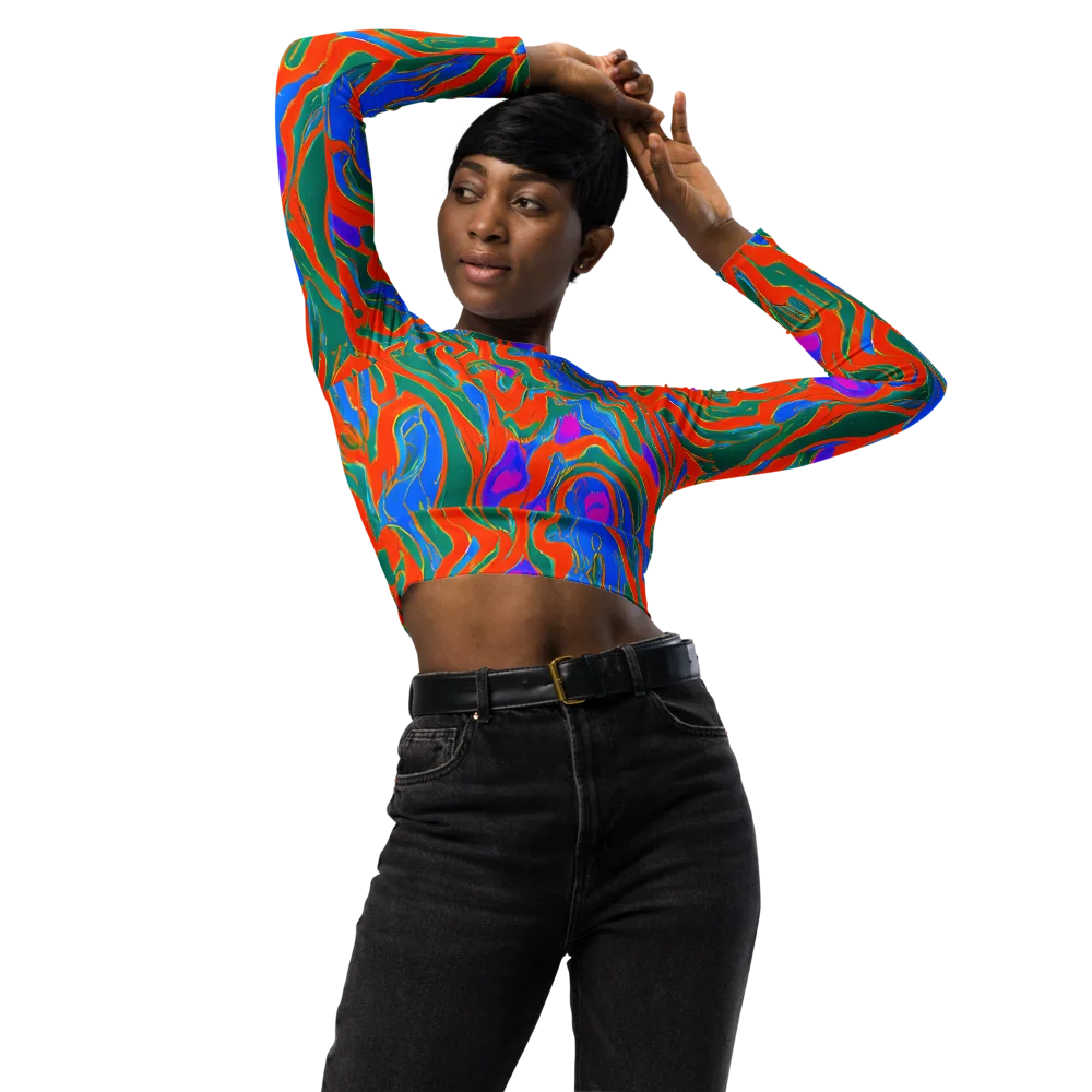 Childish Strokes on Long Sleeve Crop Top — Front