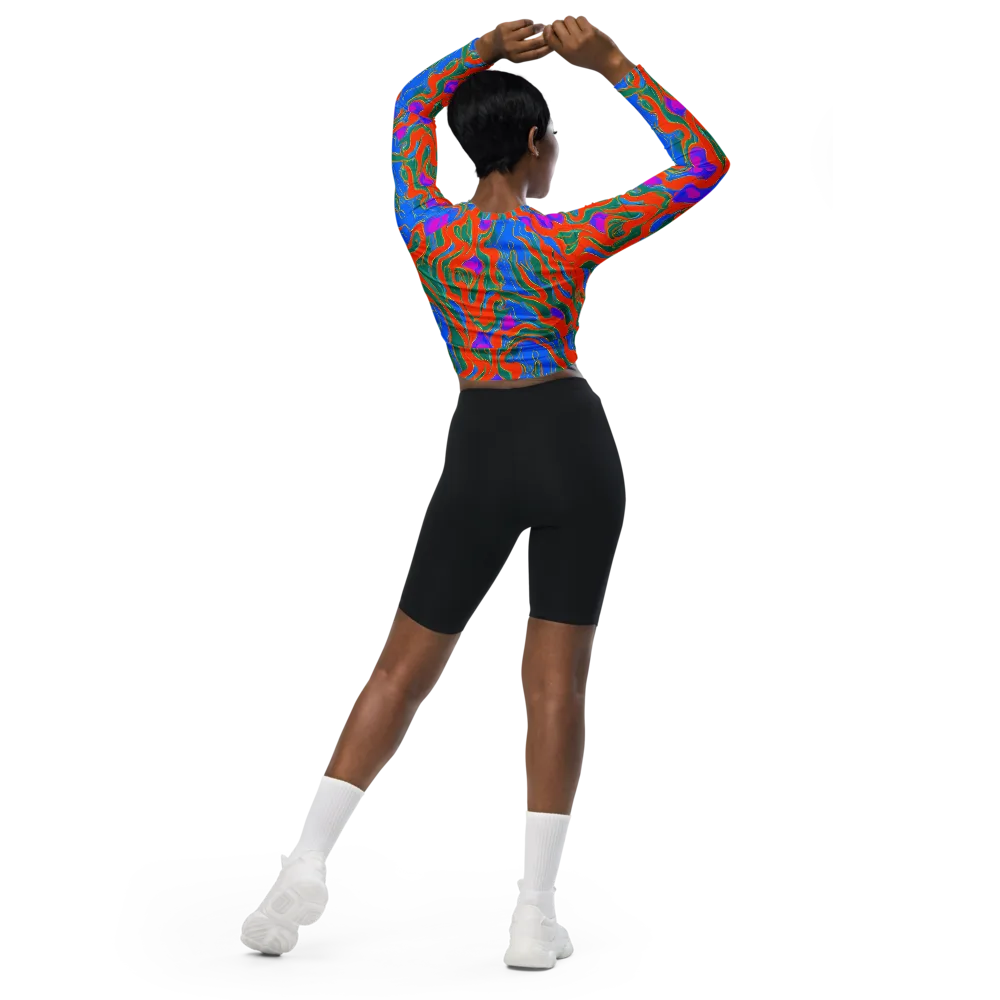 Childish Strokes on Long Sleeve Crop Top — Back