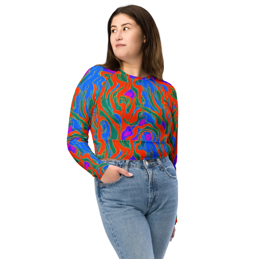 Childish Strokes on Long Sleeve Crop Top — Front