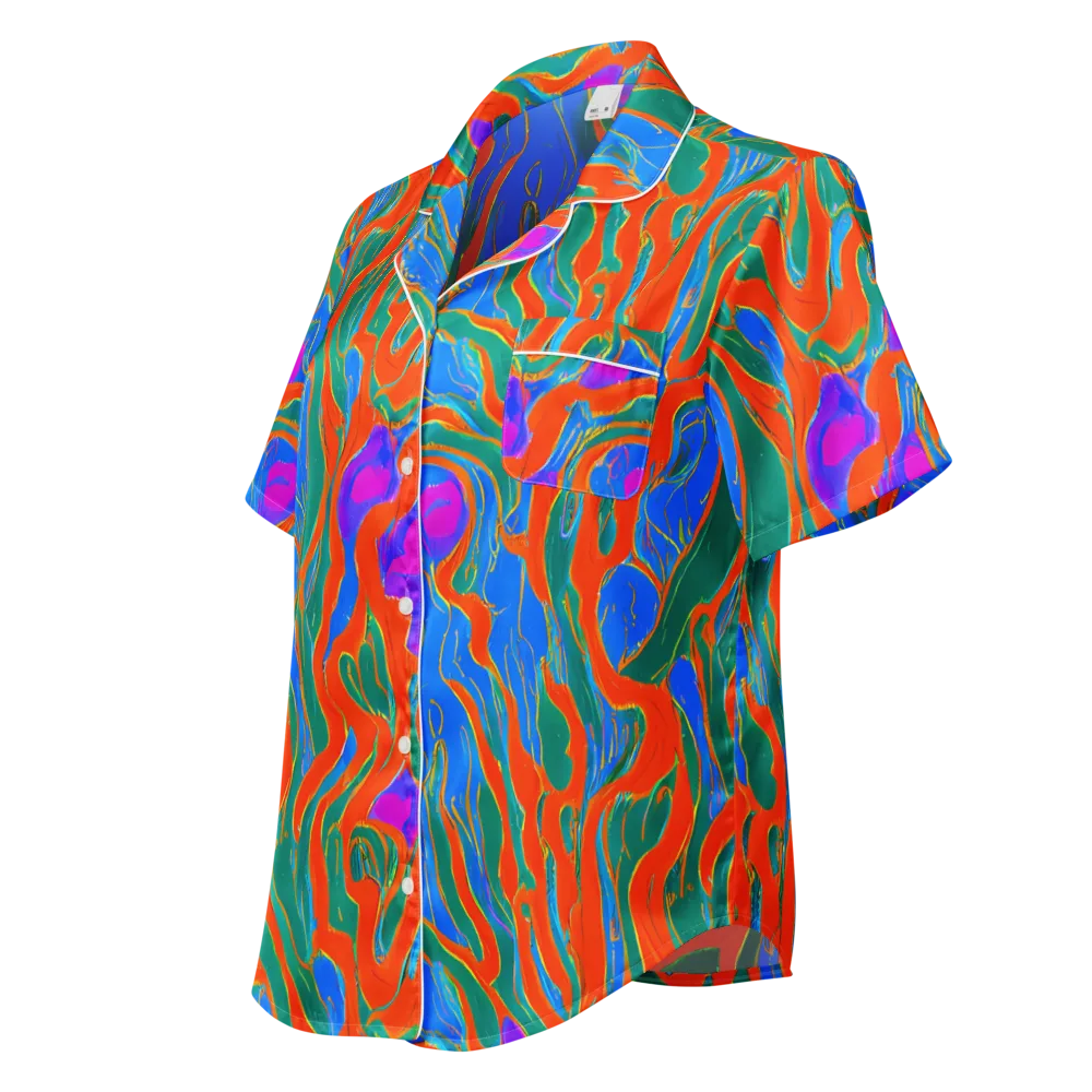 Childish Strokes on Women's Short Sleeve Pajama Top — Left Front