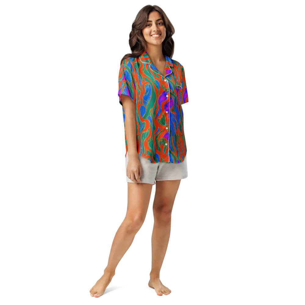 Childish Strokes on Women's Short Sleeve Pajama Top — Front