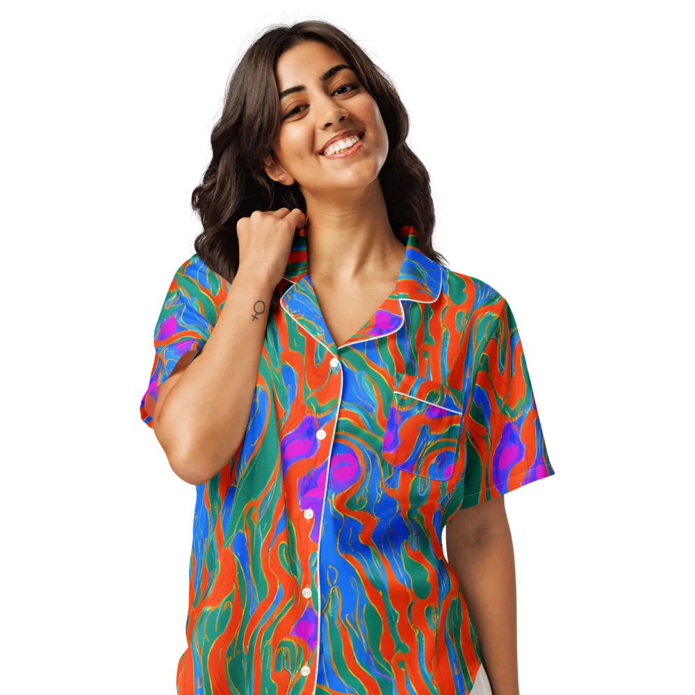 Childish Strokes on Women's Short Sleeve Pajama Top — Front