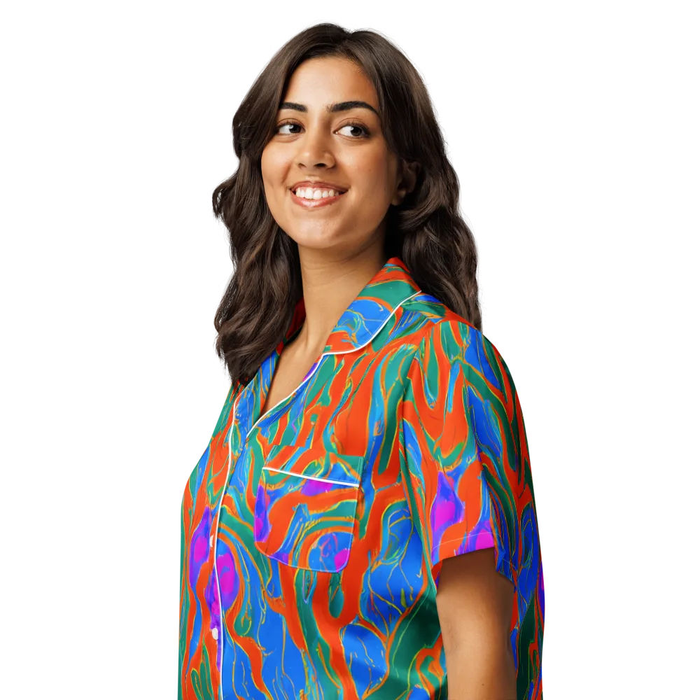 Childish Strokes on Women's Short Sleeve Pajama Top — Left Front