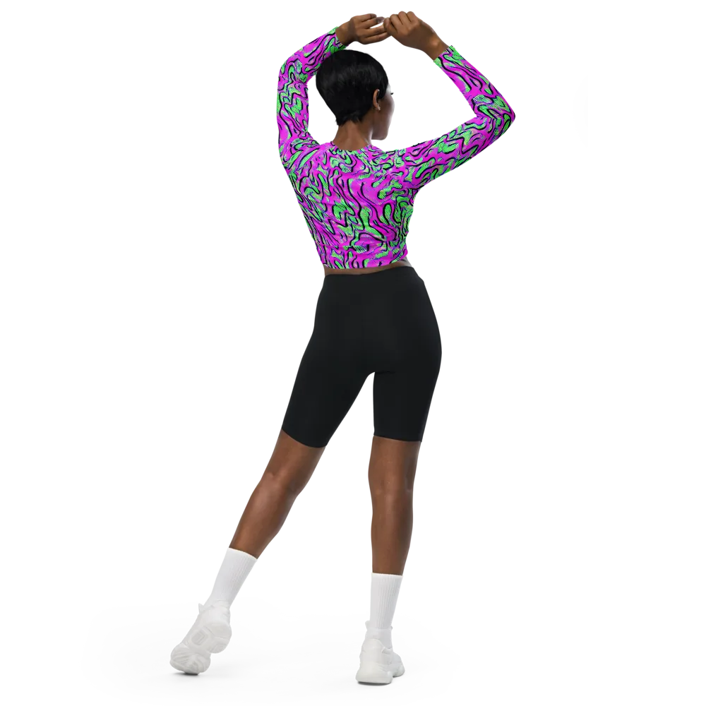 Vito's Pulse on Long Sleeve Crop Top — Back
