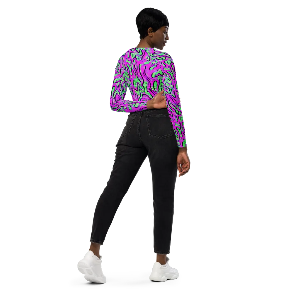 Vito's Pulse on Long Sleeve Crop Top — Right Back