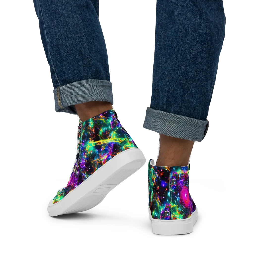 Blythe Nebula on Men's High Top Canvas Shoes — Back