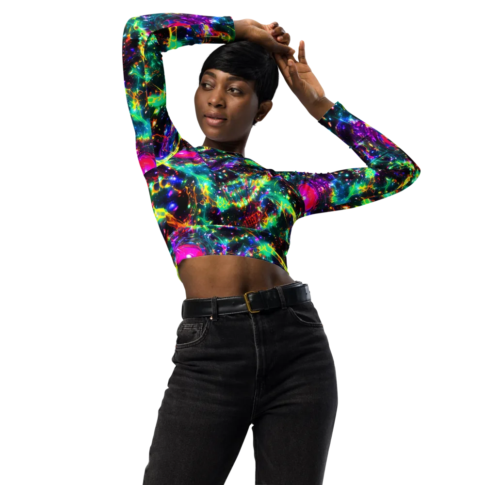 Blythe Nebula on Long Sleeve Crop Top — Front
