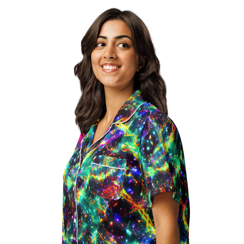 Blythe Nebula on Women's Short Sleeve Pajama Top — Left Front