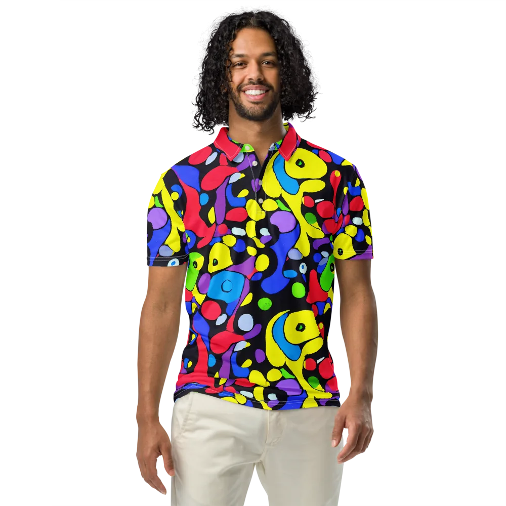 Miró's Mosaic on Men's Slim Fit Polo Shirt — Front