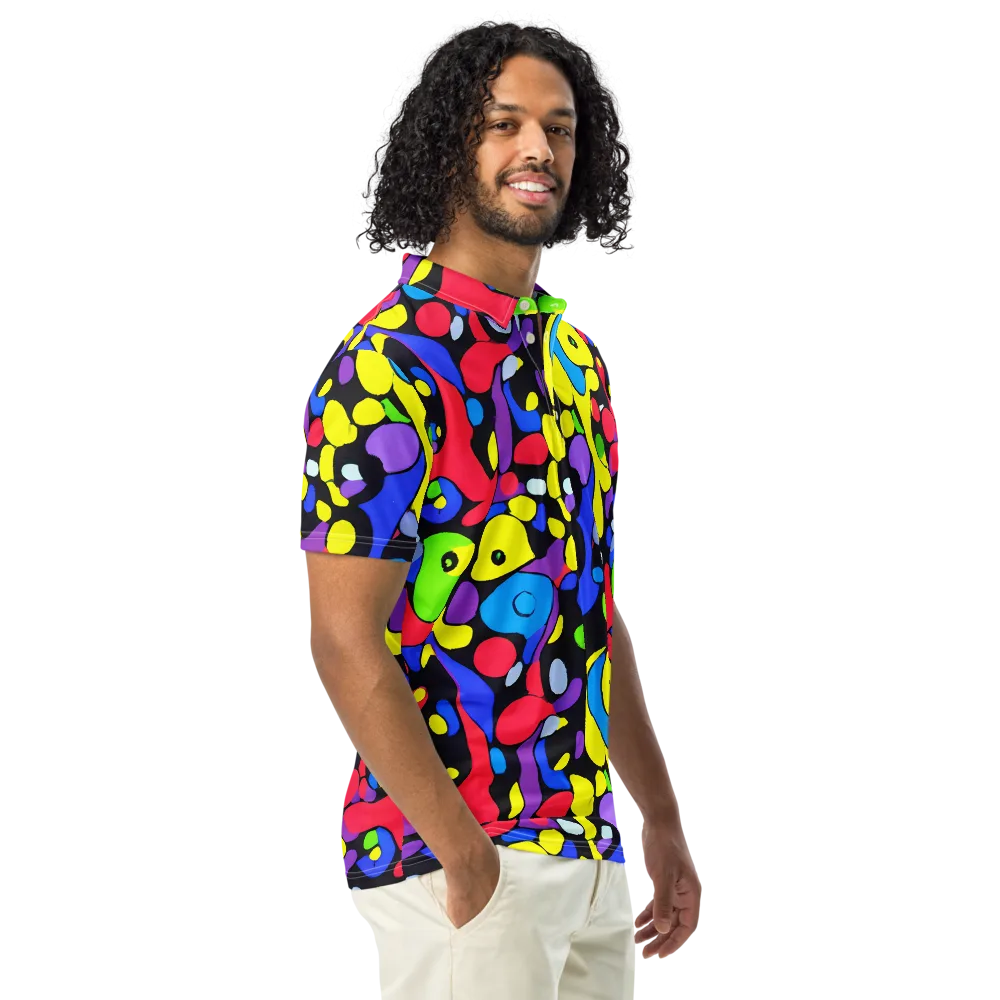 Miró's Mosaic on Men's Slim Fit Polo Shirt — Right Front