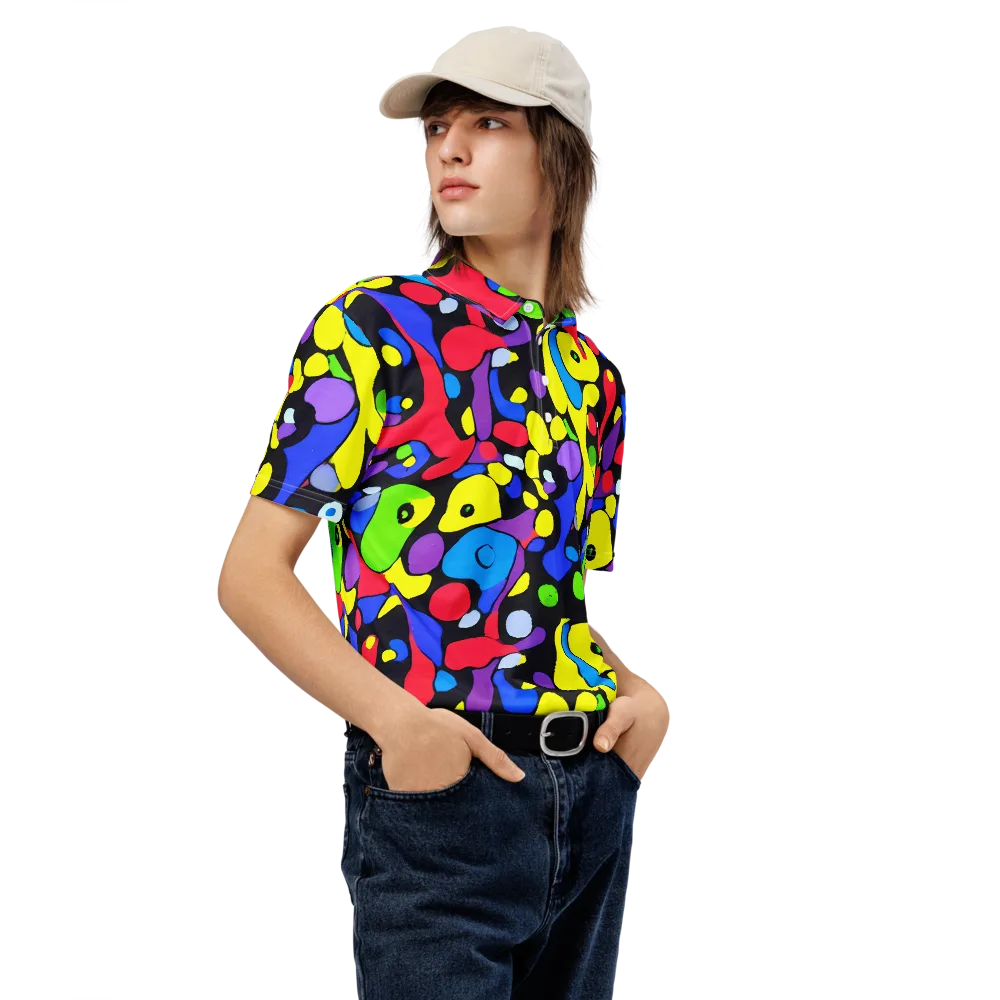 Miró's Mosaic on Men's Slim Fit Polo Shirt — Right Front