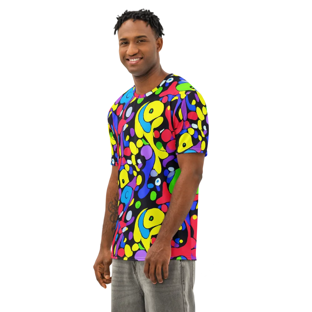 Miró's Mosaic on Men's Cotton Crew Neck T-Shirt — Left Front