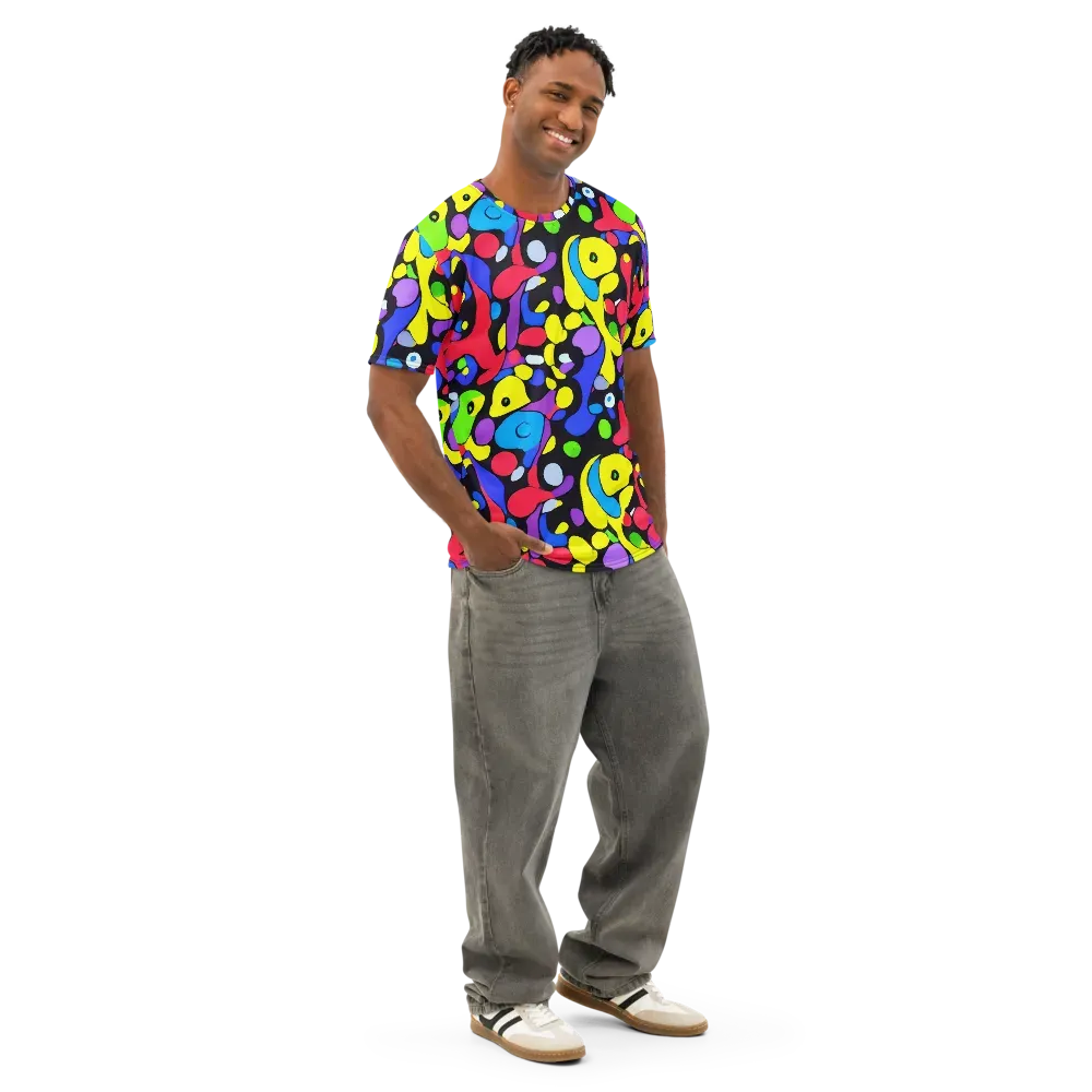 Miró's Mosaic on Men's Cotton Crew Neck T-Shirt — Right Front